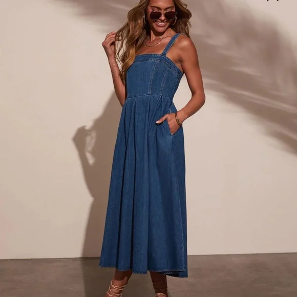 VICI Meralda Corset Denim Midi Dress - Picture 6 of 8